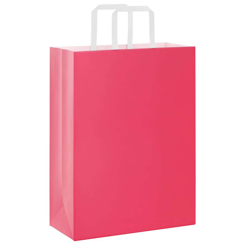 VidaXL Papiertüten 250 Stück mit Griffen 26x12x35 cm rosa