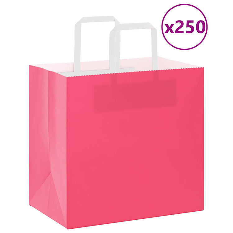 VidaXL Papiertüten 250 Stück mit Griffen 26x17x25 cm rosa