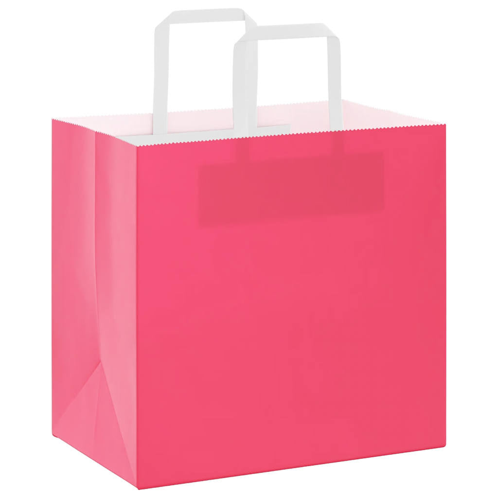 VidaXL Papiertüten 250 Stück mit Griffen 26x17x25 cm rosa