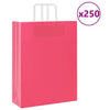 VidaXL Papiertüten 250 Stück mit Griffen 32x12x42 cm rosa