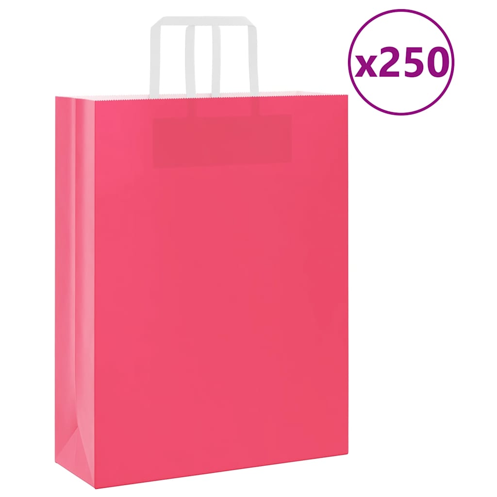 VidaXL Papiertüten 250 Stück mit Griffen 32x12x42 cm rosa