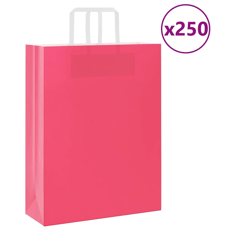 VidaXL Papiertüten 250 Stück mit Griffen 32x12x42 cm rosa