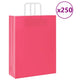 VidaXL Papiertüten 250 Stück mit Griffen 32x12x42 cm rosa