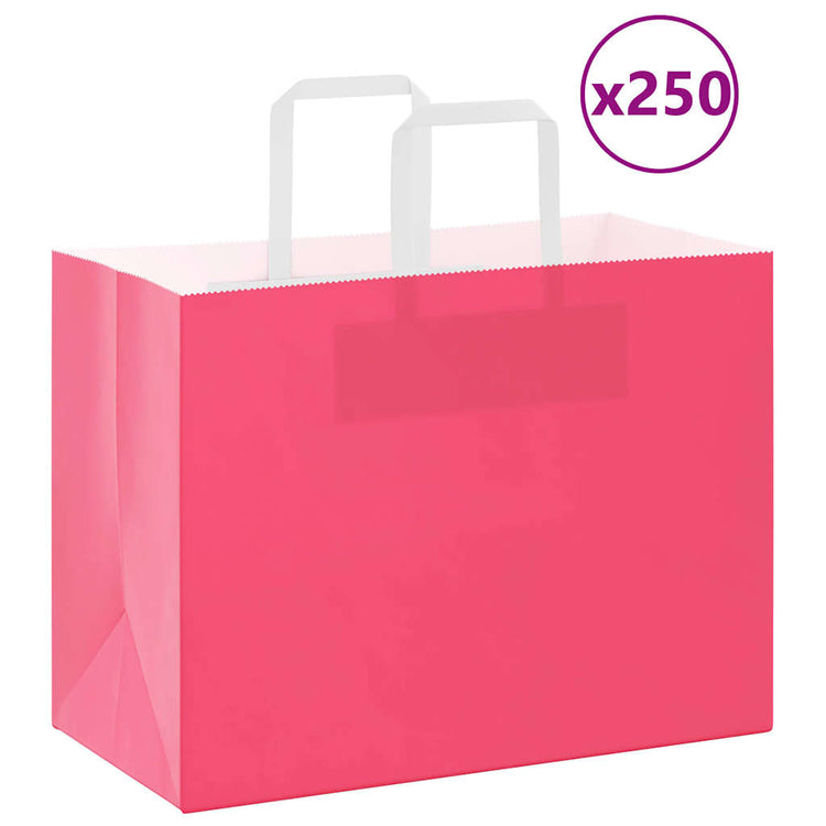 VidaXL Papiertüten 250 Stück mit Griffen 32x17x25 cm rosa