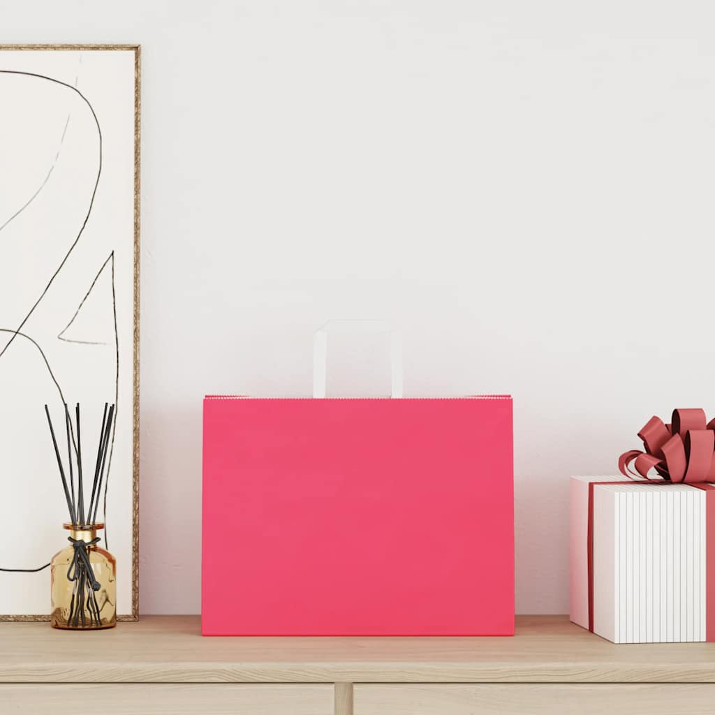 VidaXL Papiertüten 250 Stück mit Griffen 32x17x25 cm rosa