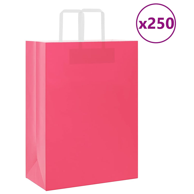VidaXL Papiertüten 250 Stück mit Griffen 32x17x44 cm rosa