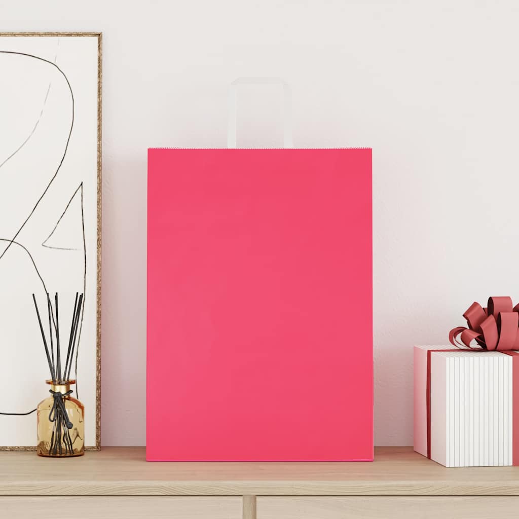 VidaXL Papiertüten 250 Stück mit Griffen 32x17x44 cm rosa