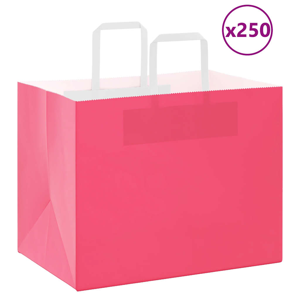 VidaXL Papiertüten 250 Stück mit Griffen 32x22x24 cm rosa