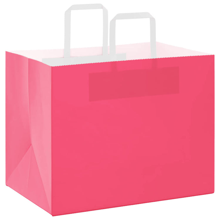 VidaXL Papiertüten 250 Stück mit Griffen 32x22x24 cm rosa