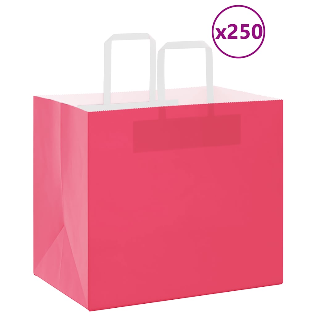 VidaXL Papiertüten 250 Stück mit Griffen 32x22x28 cm rosa