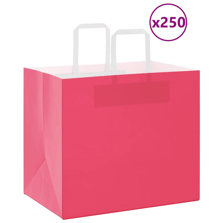 VidaXL Papiertüten 250 Stück mit Griffen 32x22x28 cm rosa