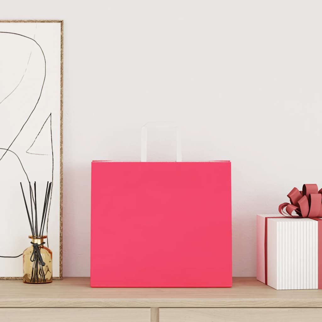 VidaXL Papiertüten 250 Stück mit Griffen 32x22x28 cm rosa