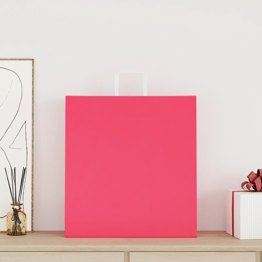 VidaXL Papiertüten 250 Stück mit Griffen 45x17x48 cm rosa