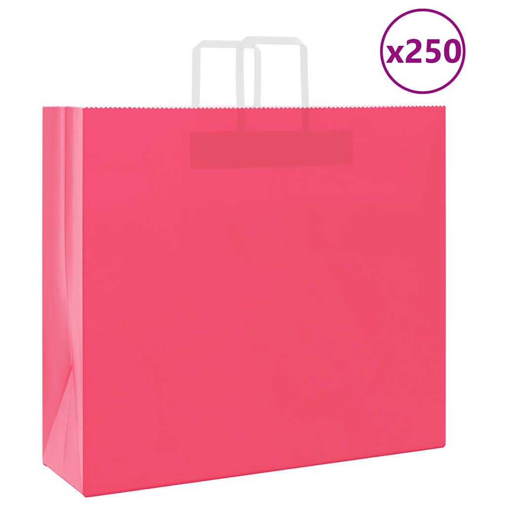 VidaXL Papiertüten 250 Stück mit Griffen 54x15x49 cm rosa