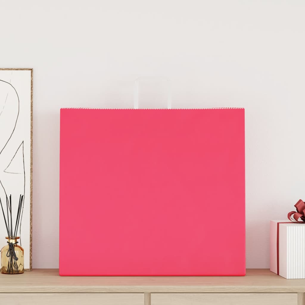 VidaXL Papiertüten 250 Stück mit Griffen 54x15x49 cm rosa