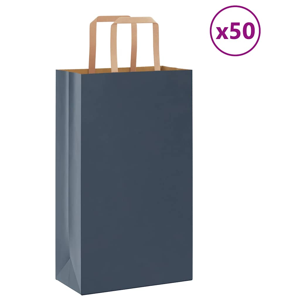 VidaXL Papiertüten 50 Stück mit Griffen 21x11x36 cm blau