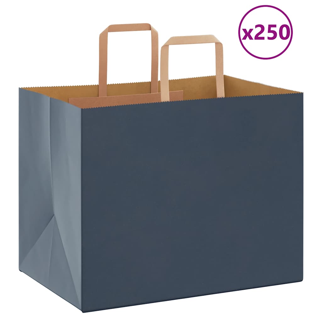 VidaXL Papiertüten 250 Stück mit Griffen 32x22x24 cm blau