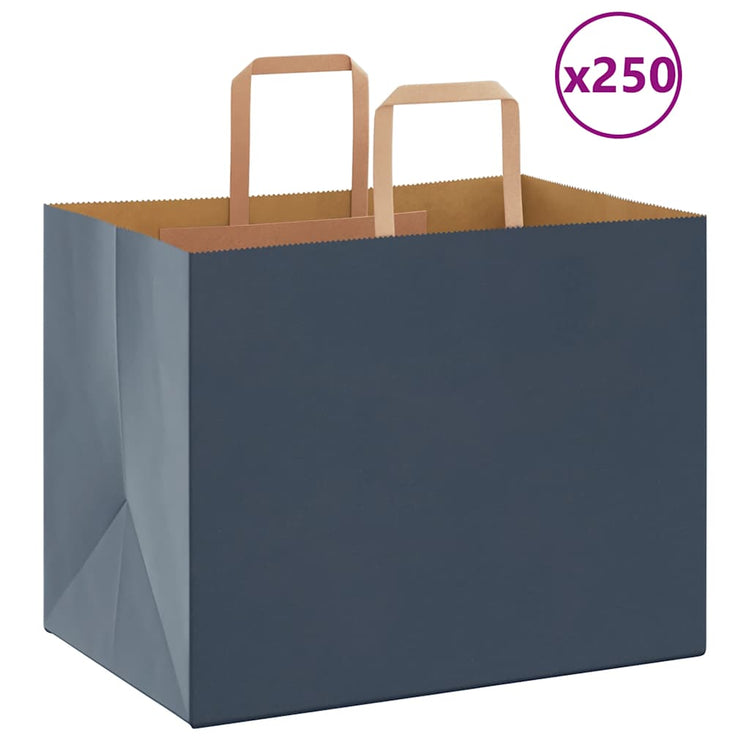 VidaXL Papiertüten 250 Stück mit Griffen 32x22x24 cm blau