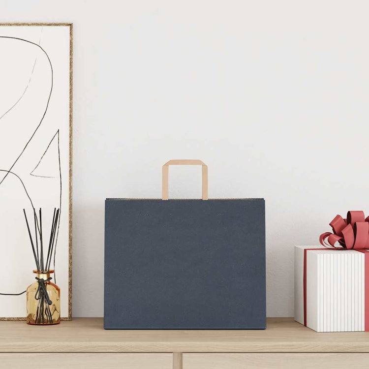 VidaXL Papiertüten 250 Stück mit Griffen 32x22x24 cm blau