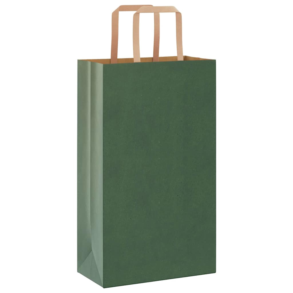 Vidaxxl Papiertüten 250 Stück mit Griffen 21x11x36 cm grün