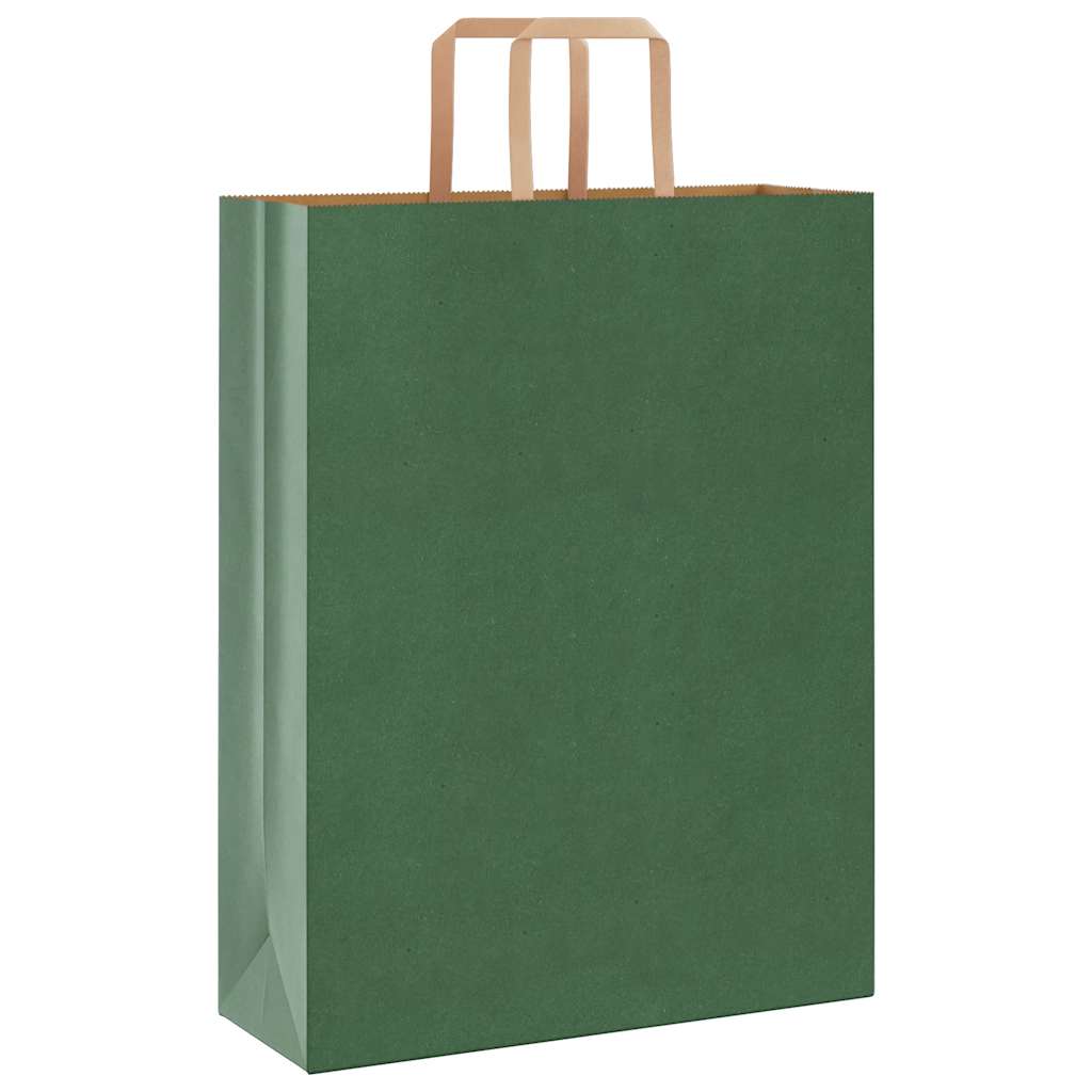 VidaXL Papiertüten 250 Stück mit Griffen 32x12x42 cm grün