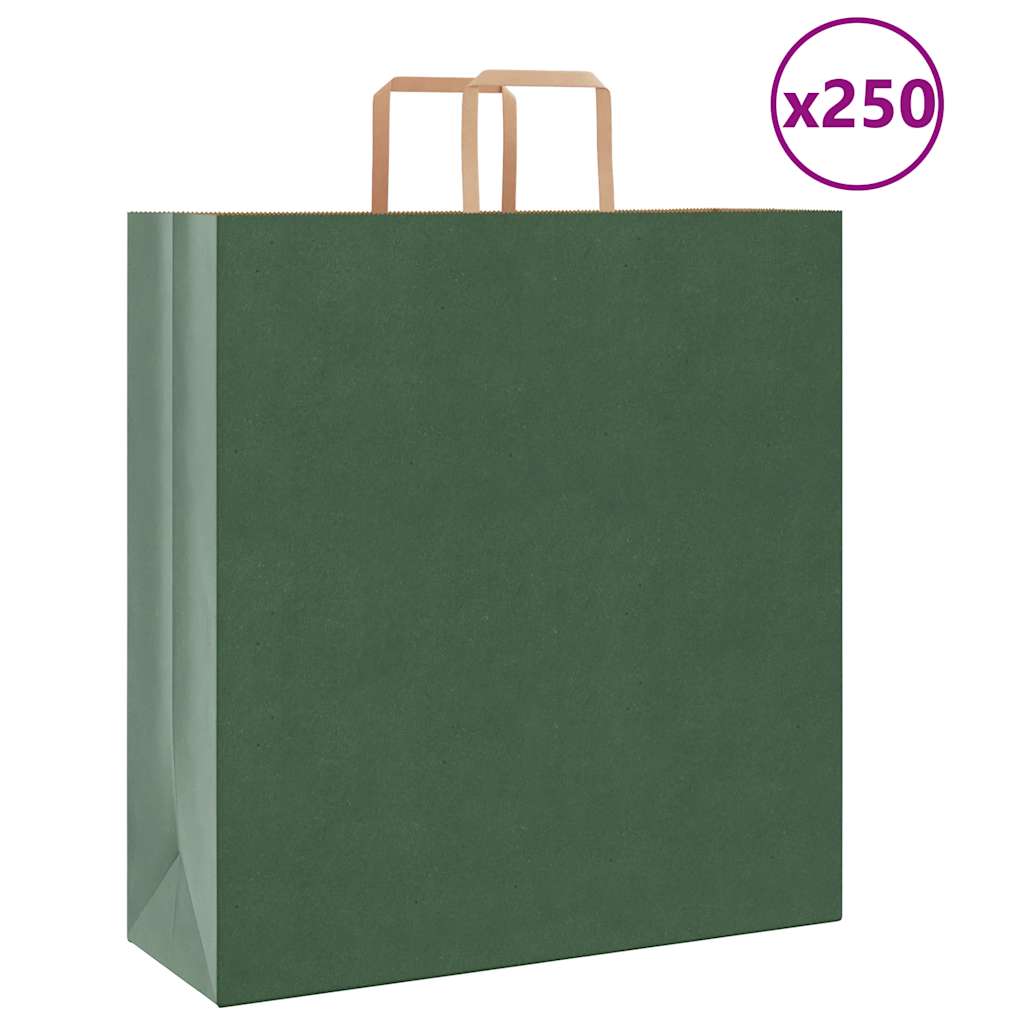 VidaXL Papiertüten 250 Stück mit Griffen 45x17x48 cm grün