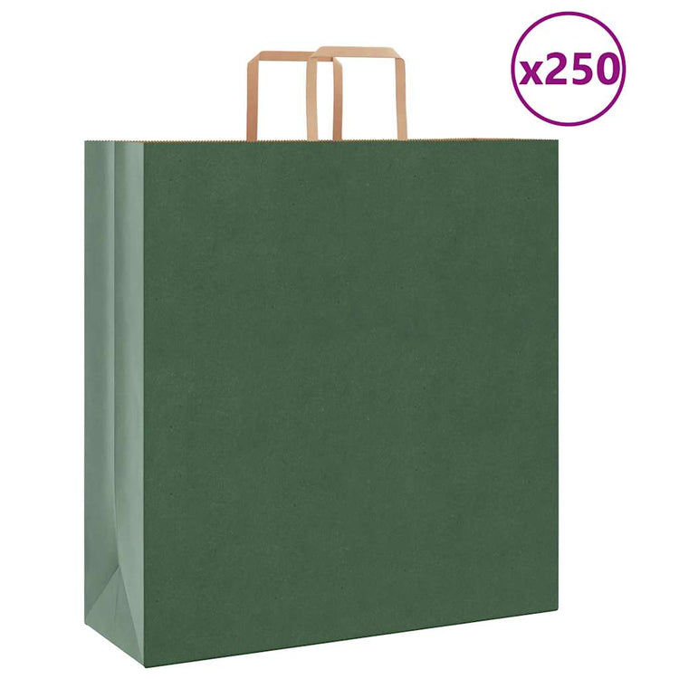 VidaXL Papiertüten 250 Stück mit Griffen 45x17x48 cm grün