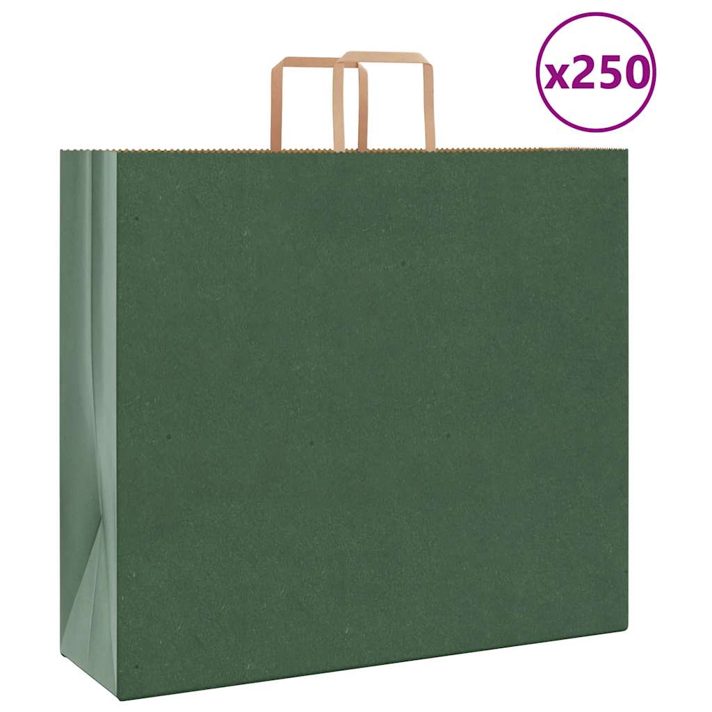 VidaXL Papiertüten 250 Stück mit Griffen 54x15x49 cm grün