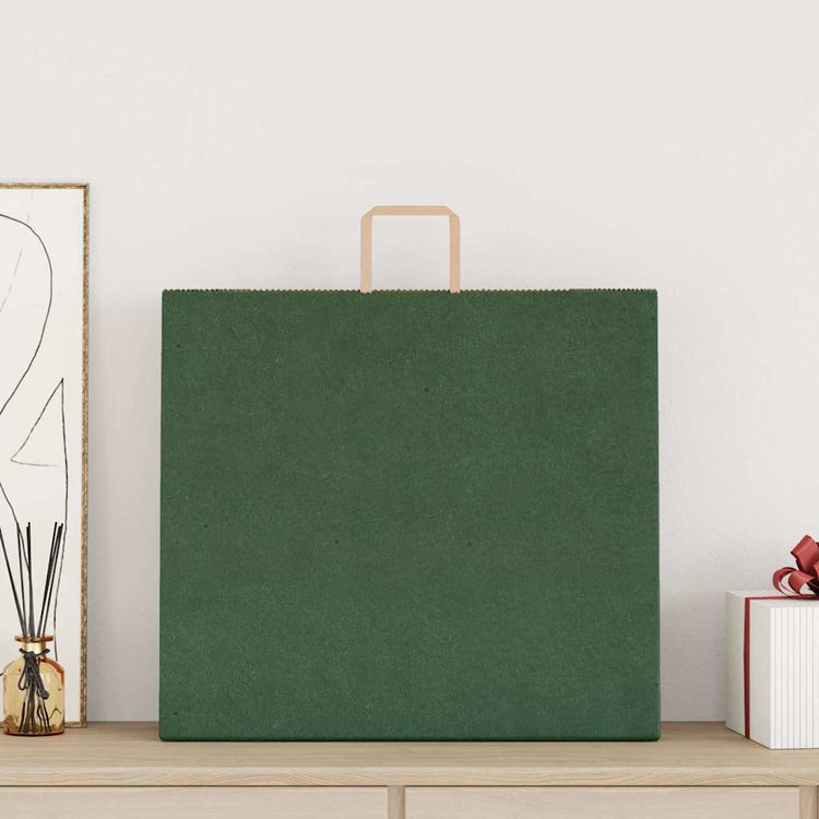 VidaXL Papiertüten 250 Stück mit Griffen 54x15x49 cm grün