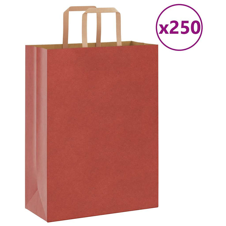 VidaXL Papiertüten 250 Stück mit Griffen 26x12x35 cm rot