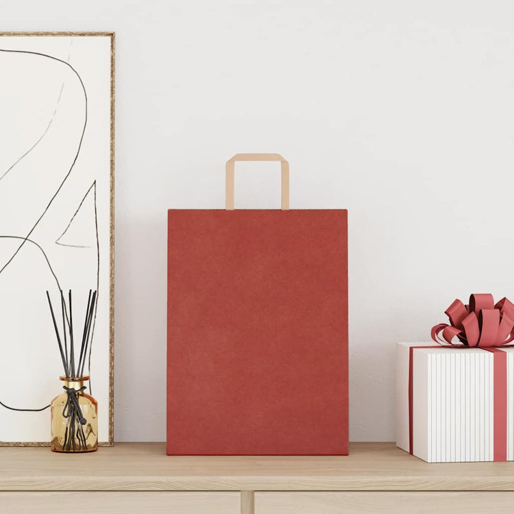 VidaXL Papiertüten 250 Stück mit Griffen 26x12x35 cm rot