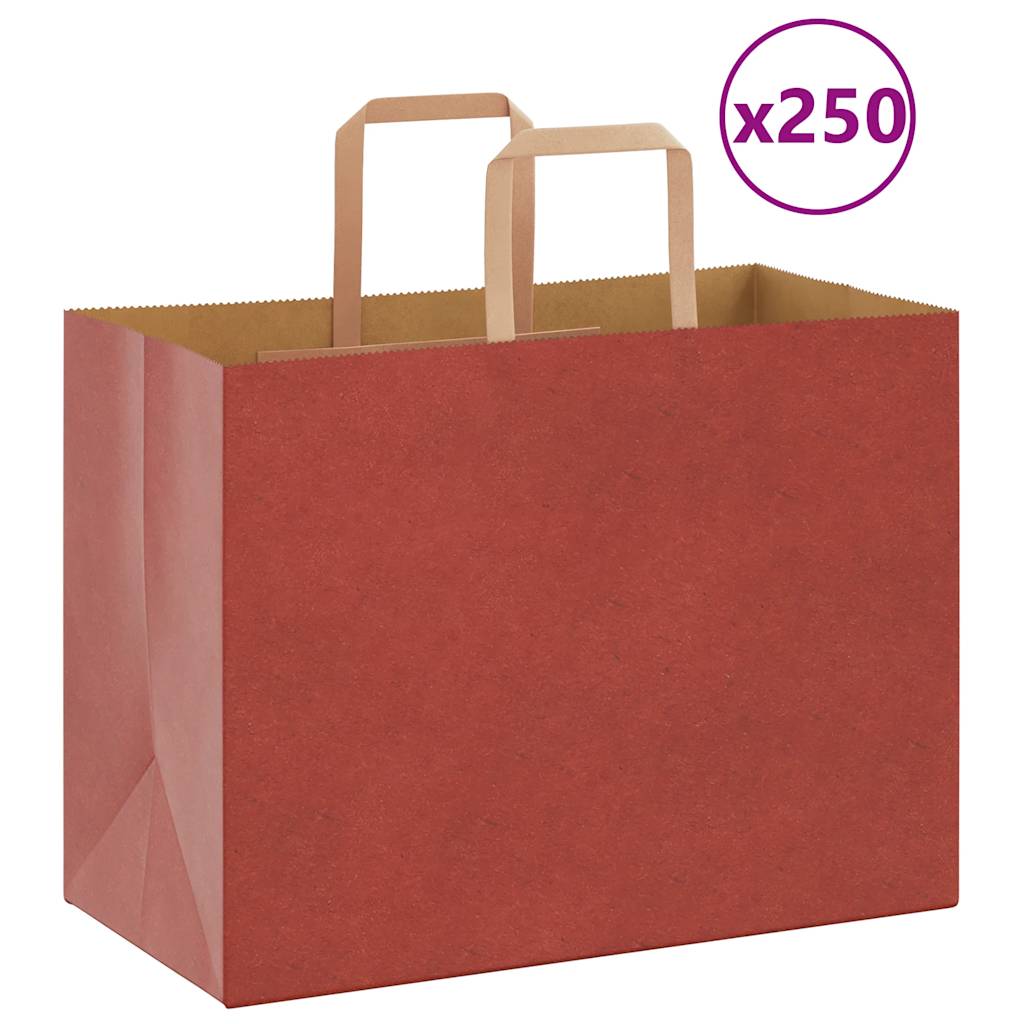 VidaXL Papiertüten 250 Stück mit Griffen 32x17x25 cm rot