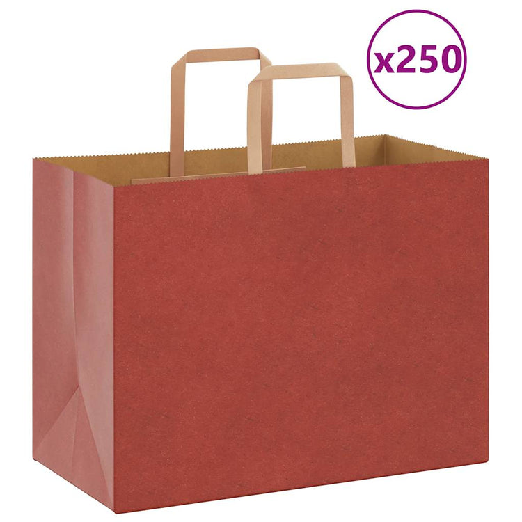 VidaXL Papiertüten 250 Stück mit Griffen 32x17x25 cm rot