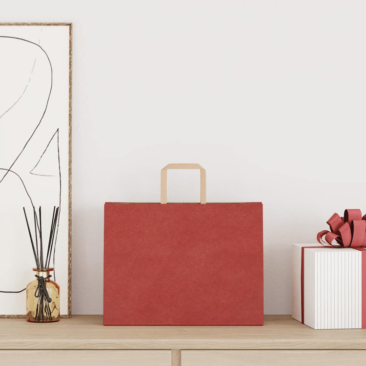 VidaXL Papiertüten 250 Stück mit Griffen 32x17x25 cm rot