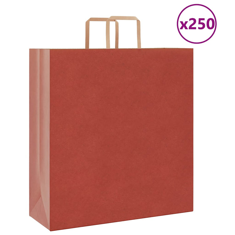 VidaXL Papiertüten 250 Stück mit Griffen 45x17x48 cm rot