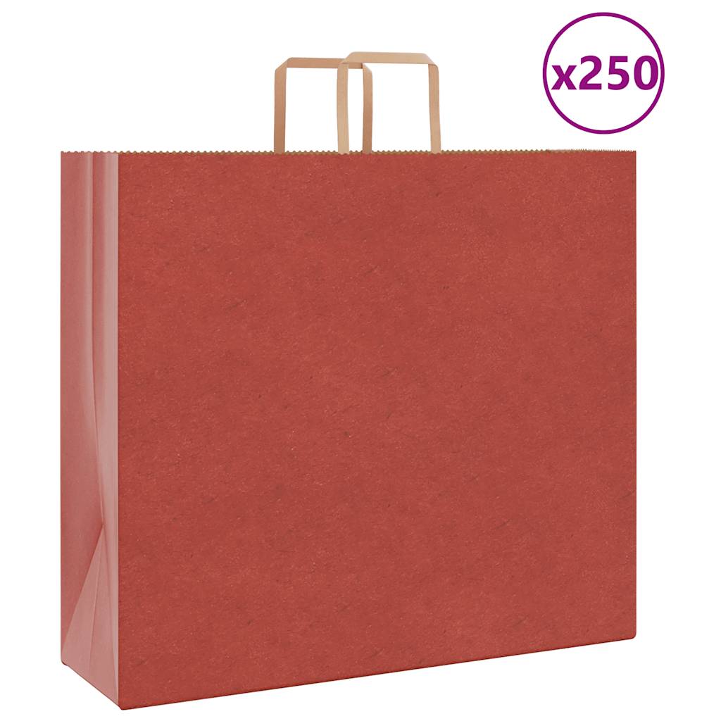 VidaXL Papiertüten 250 Stück mit Griffen 54x15x49 cm rot