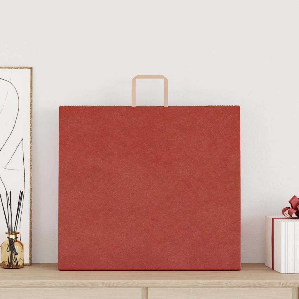 VidaXL Papiertüten 250 Stück mit Griffen 54x15x49 cm rot