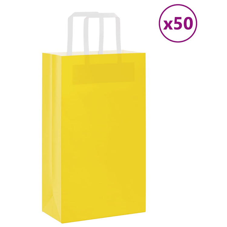 VidaXL Papiertüten 50 Stück mit Griffen 21x11x36 cm gelb