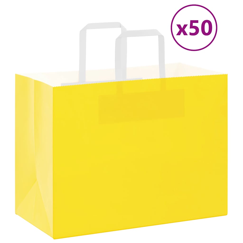 VidaXL Papiertüten 50 Stück mit Griffen 32x17x25 cm gelb