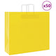 VidaXL Papiertüten 50 Stück mit Griffen 54x15x49 cm gelb