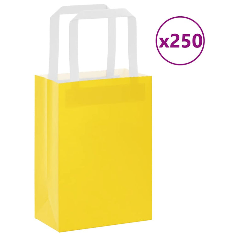 VidaXL Papiertüten 250 Stück mit Griffen 15x8x21 cm gelb