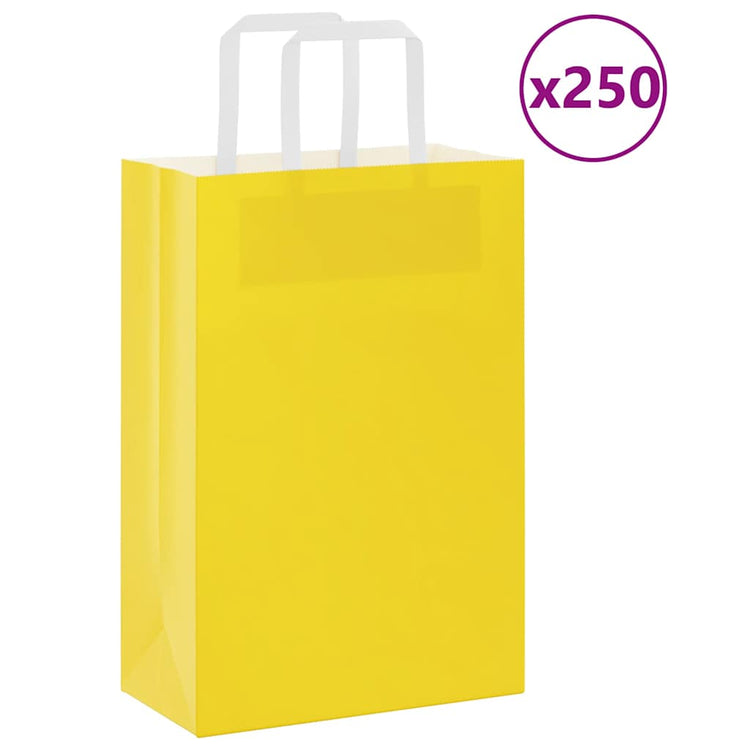 Vidaxxl Papiertüten 250 Stück mit Griffen 21x11x31 cm gelb