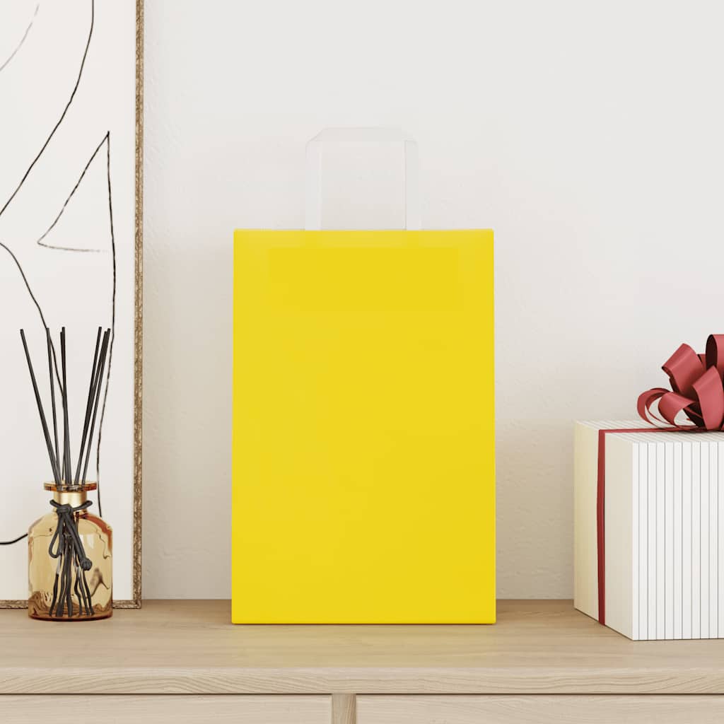 Vidaxxl Papiertüten 250 Stück mit Griffen 21x11x31 cm gelb