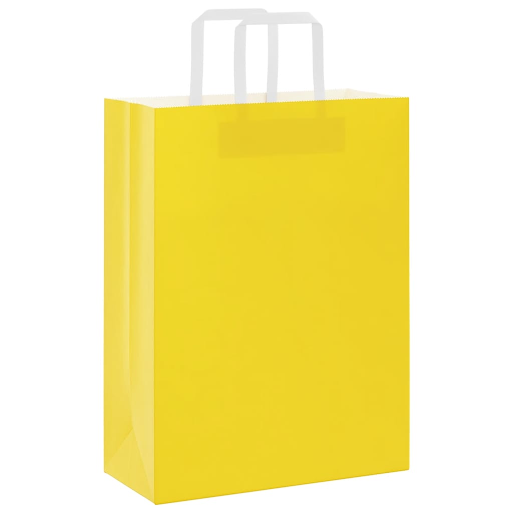 VidaXL Papiertüten 250 Stück mit Griffen 26x12x35 cm gelb