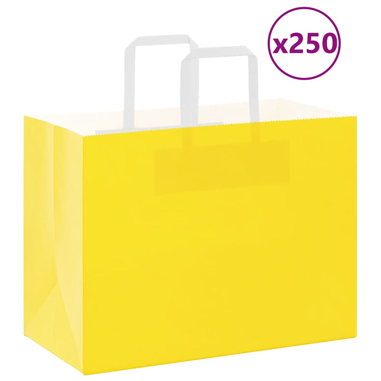 VidaXL Papiertüten 250 Stück mit Griffen 32x17x25 cm gelb