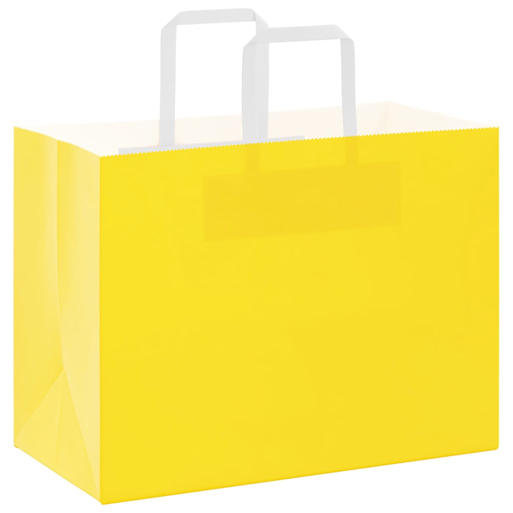 VidaXL Papiertüten 250 Stück mit Griffen 32x17x25 cm gelb