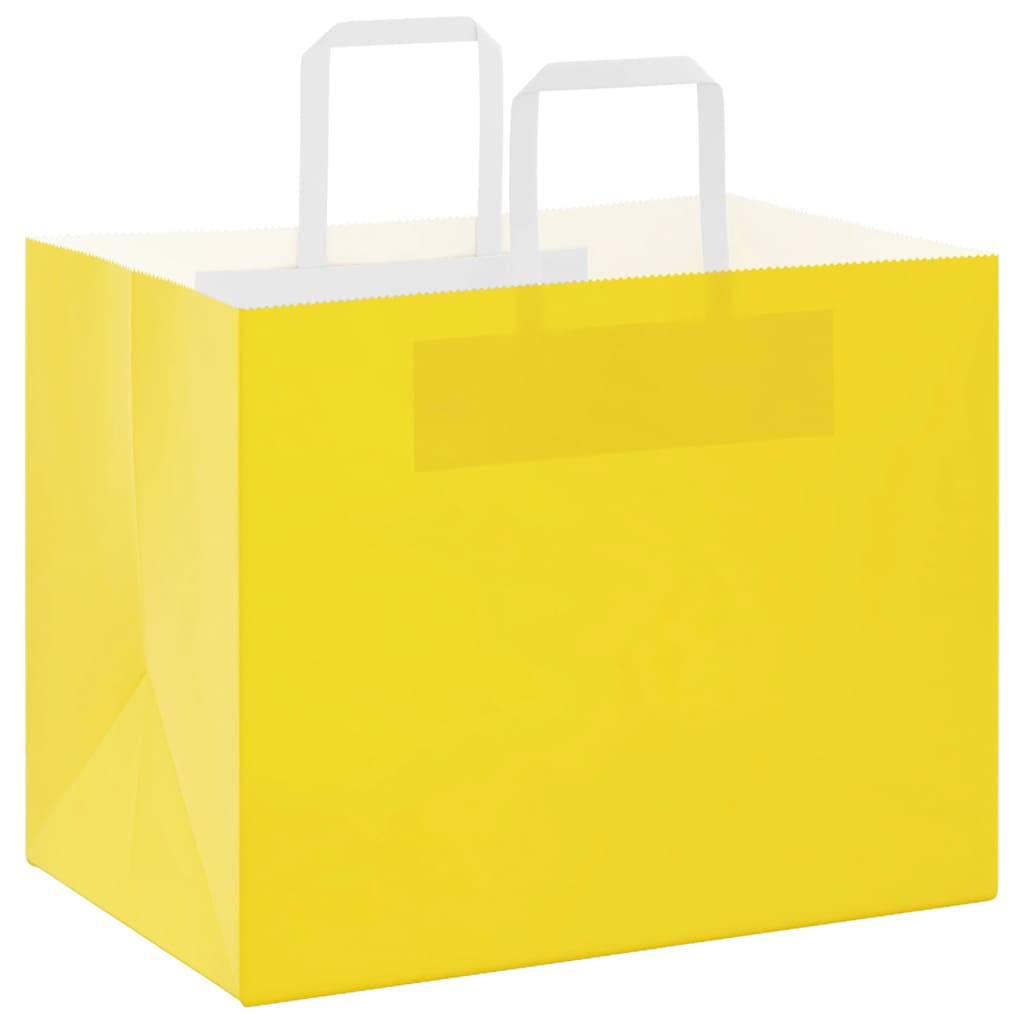 VidaXL Papiertüten 250 Stück mit Griffen 32x22x24 cm gelb