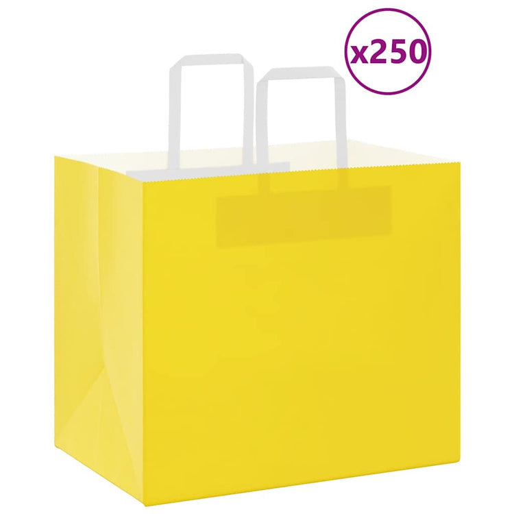 VidaXL Papiertüten 250 Stück mit Griffen 32x22x28 cm gelb