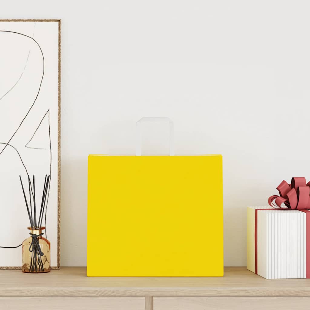 VidaXL Papiertüten 250 Stück mit Griffen 32x22x28 cm gelb