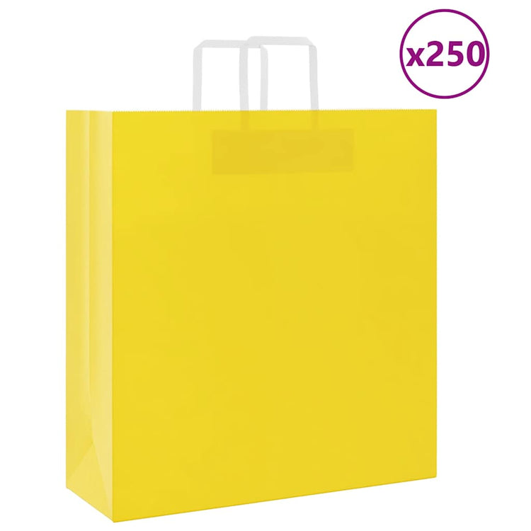 VidaXL Papiertüten 250 Stück mit Griffen 45x17x48 cm gelb